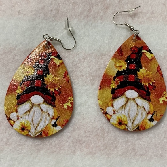 Faux Leather Teardrop Gnome Earrings Print Both sides (CO) - Picture 5 of 5